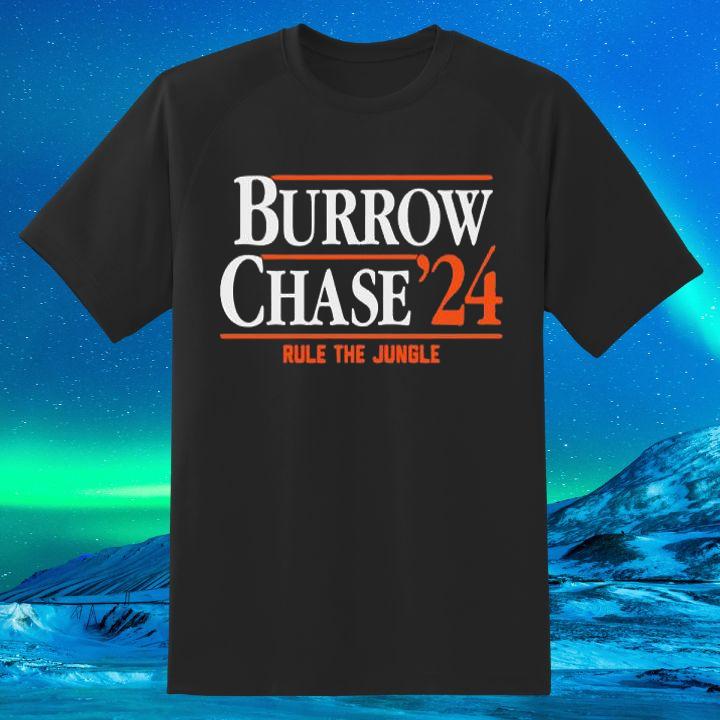 Rule the Jungle 2024 Burrow Chase Bengals Tee Shirt for Fans