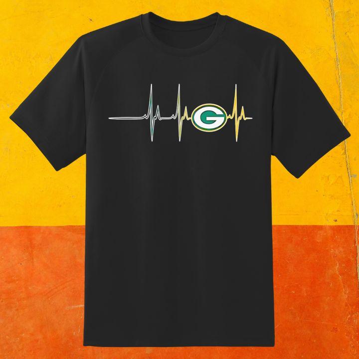Personalized Green Bay Packers Football Heartbeat T-Shirt