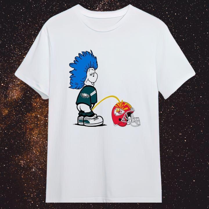 Funny Philadelphia Eagles Dr. Seuss Peeing Kansas City Chiefs Super Bowl T-Shirt