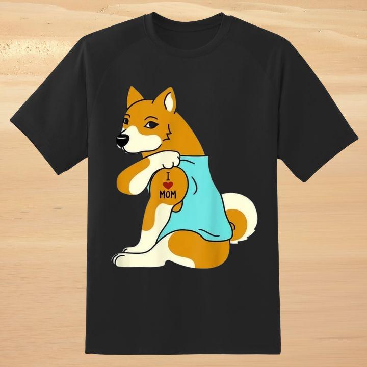 Shiba I Love Mom Tattoo Mothers Day Dog Lover T-Shirt