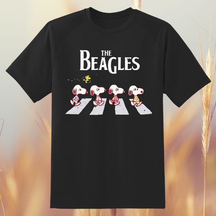 The Beagles Snoopy And Woodstock Abbey Road Peanuts T-Shirt