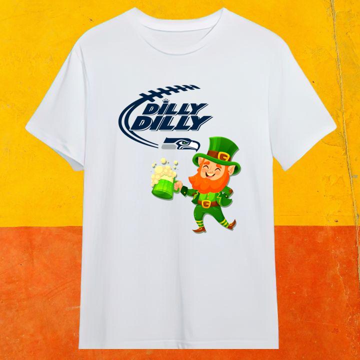 St. Patricks Day Seattle Seahawks Leprechaun Irish Dilly Dilly T-Shirt