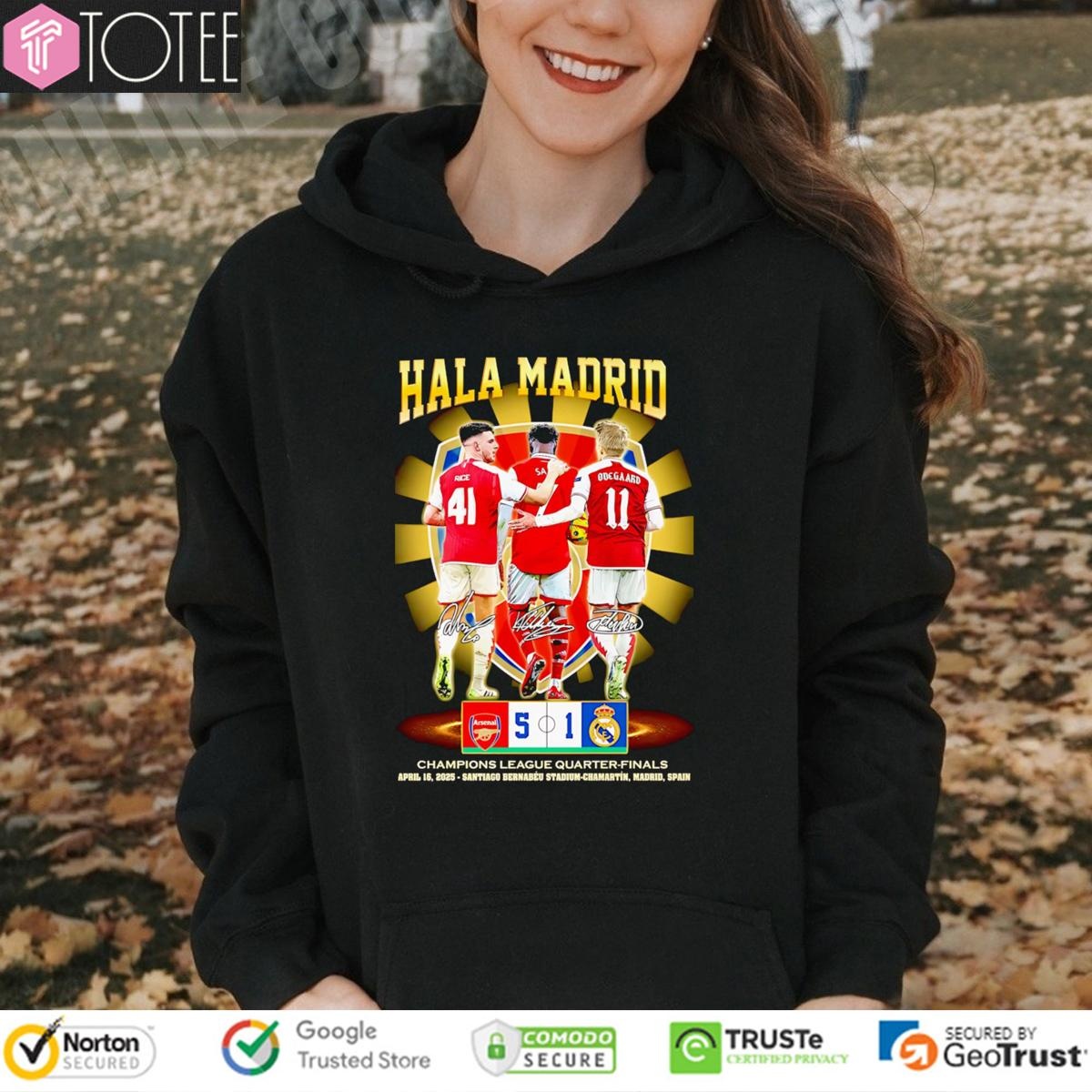 Arsenal F.C. Hala Madrid Champions League Quarter Finals Signatures hoodie