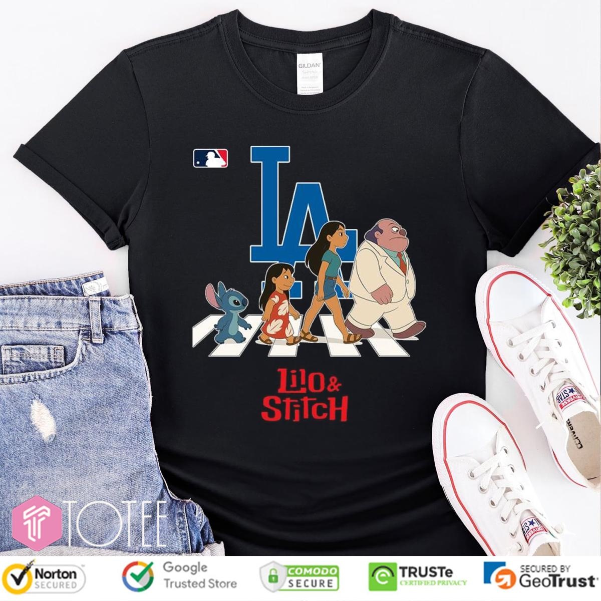 Los Angeles Dodgers Lilo And Stitch Abbey Road T-shirt
