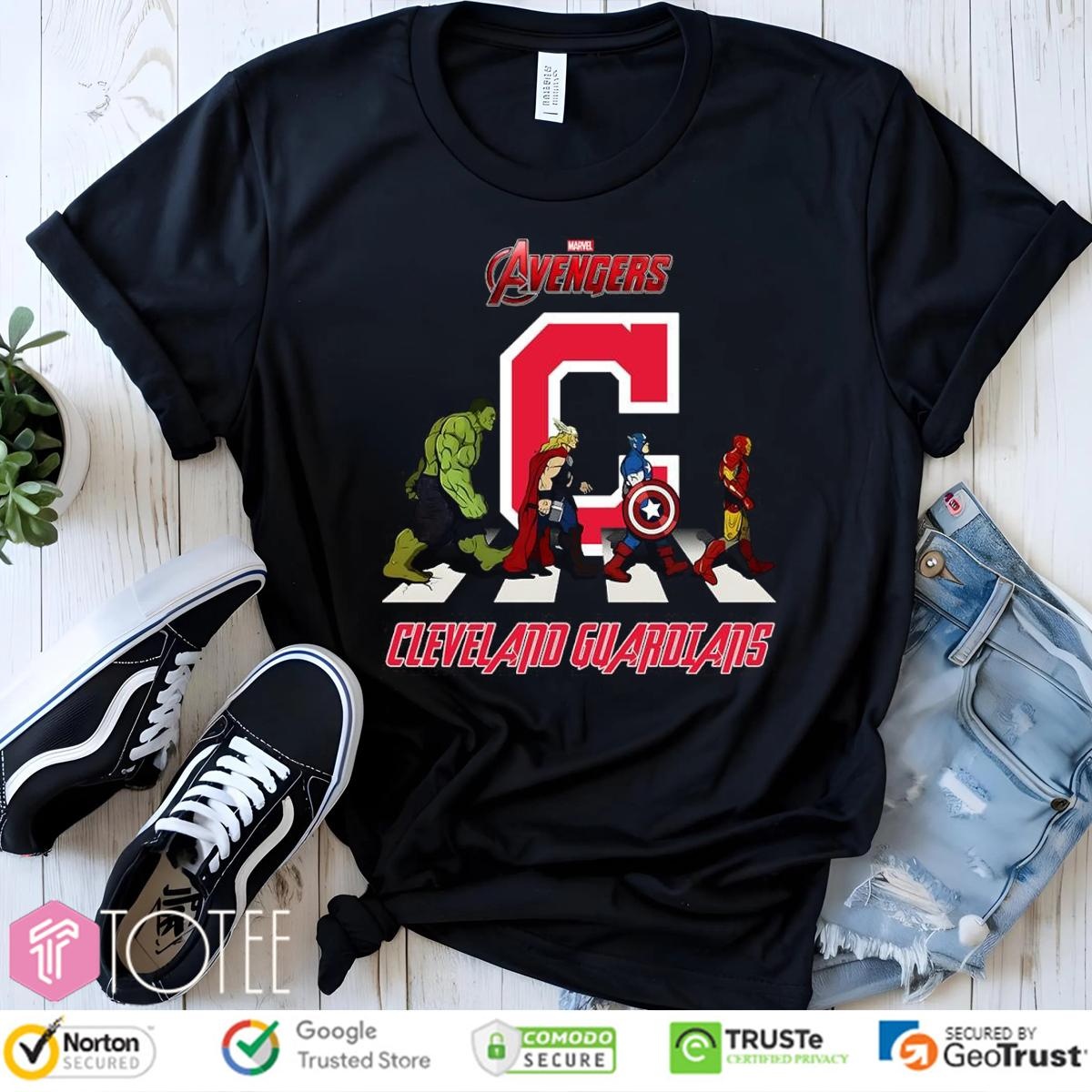 Cleveland Indians Marvel Avengers Abbey Road Cleveland Guardians T-shirt