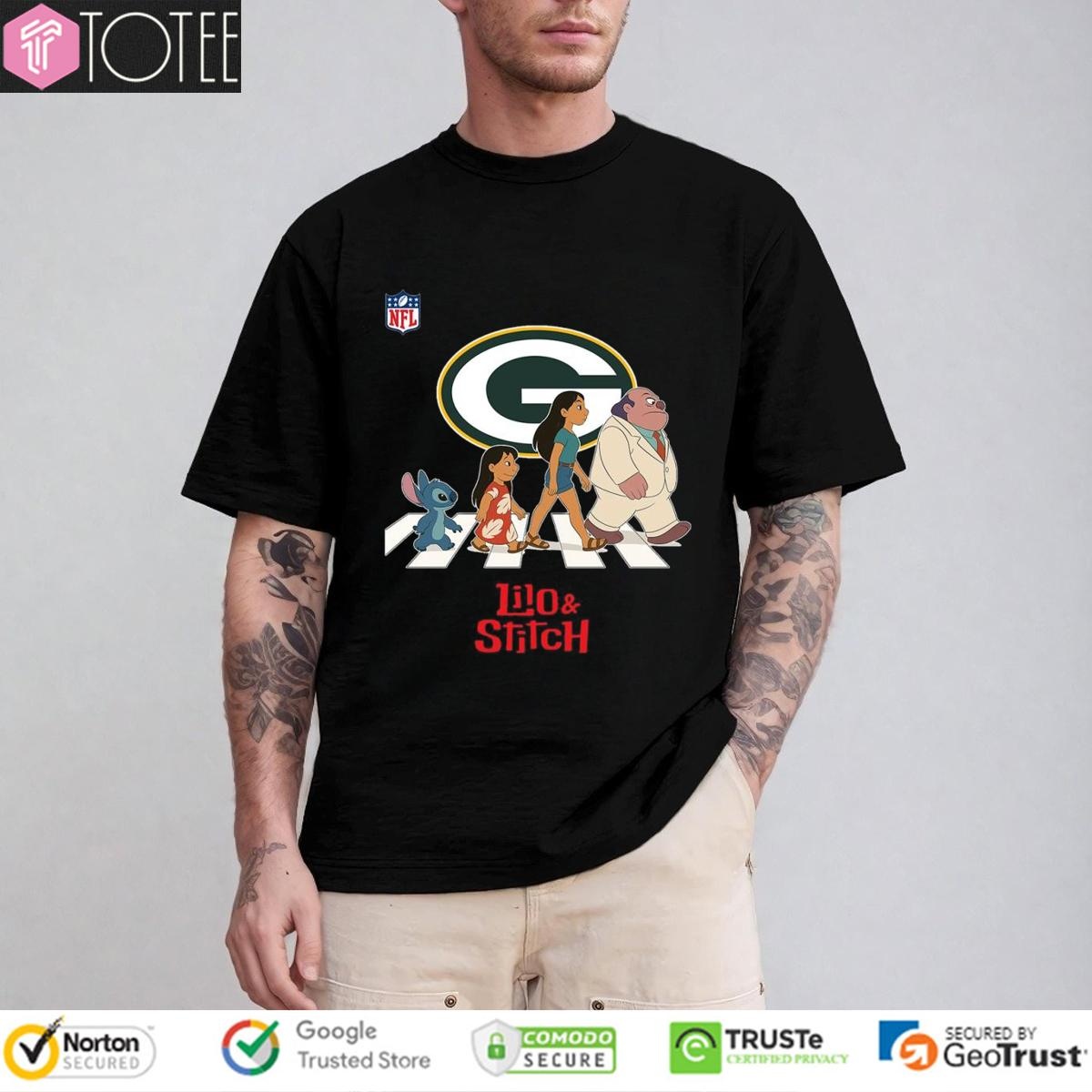 Green Bay Packers Lilo And Stitch Abbey Road T-shirt