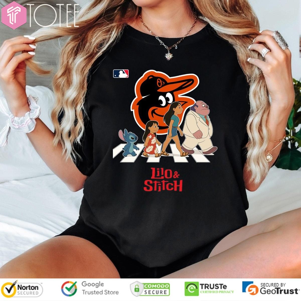 Lilo And Stitch Abbey Road Baltimore Orioles Baseball T-shirt