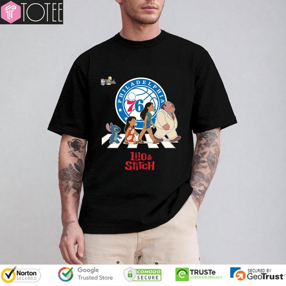 Lilo And Stitch Abbey Road Philadelphia 76Ers Nba Finals T-shirt