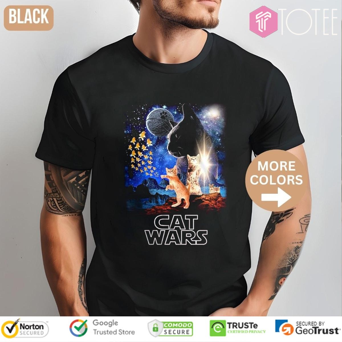 Humor Cat Wars Parody Star Wars Poster T-shirt