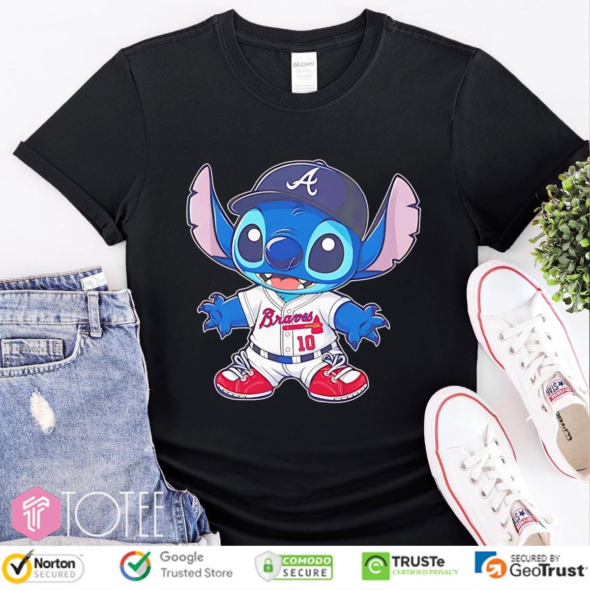 Disney Stitch Atlanta Braves Baseball T-shirt
