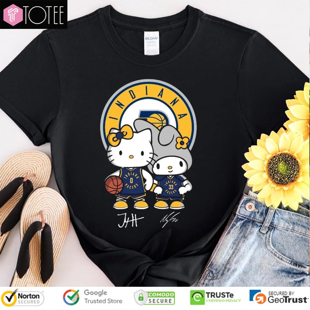 Indiana Pacers Tyrese Haliburton Myles Turner Hello Kitty Signatures T-shirt