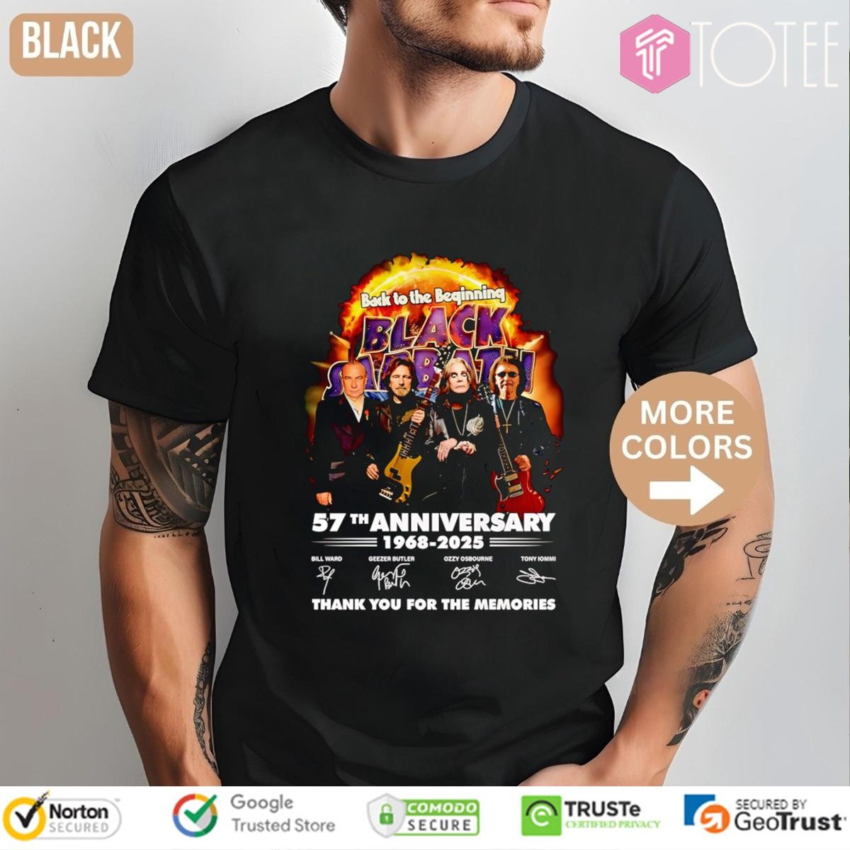 Back To The Beginning Black Sabbath 57Th Anniversary 1968-2025 Signatures T-shirt