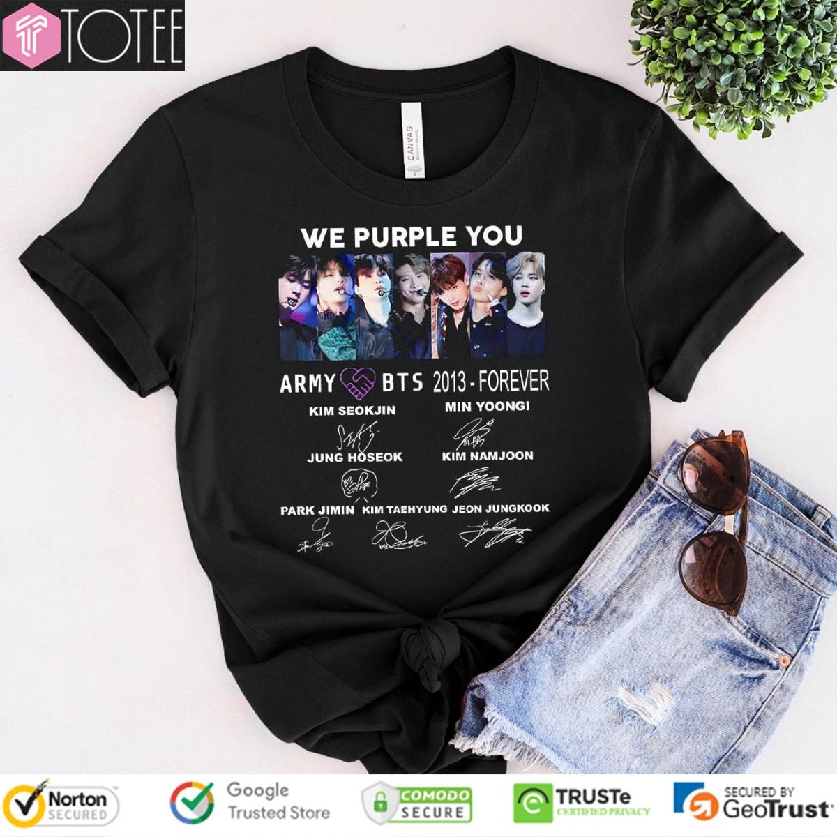 Army Love Bts We Purple You 2013 Forever Signatures T-shirt
