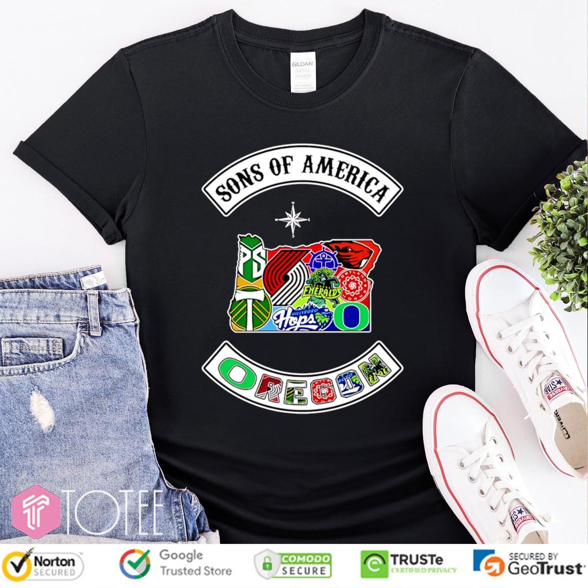 Sons Of America Oregon Sports Teams Parody Sons Of Anarchy Logo T-shirt