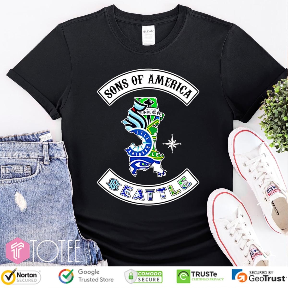 Sons Of America Seattle Sports Teams Parody Sons Of Anarchy Logo T-shirt