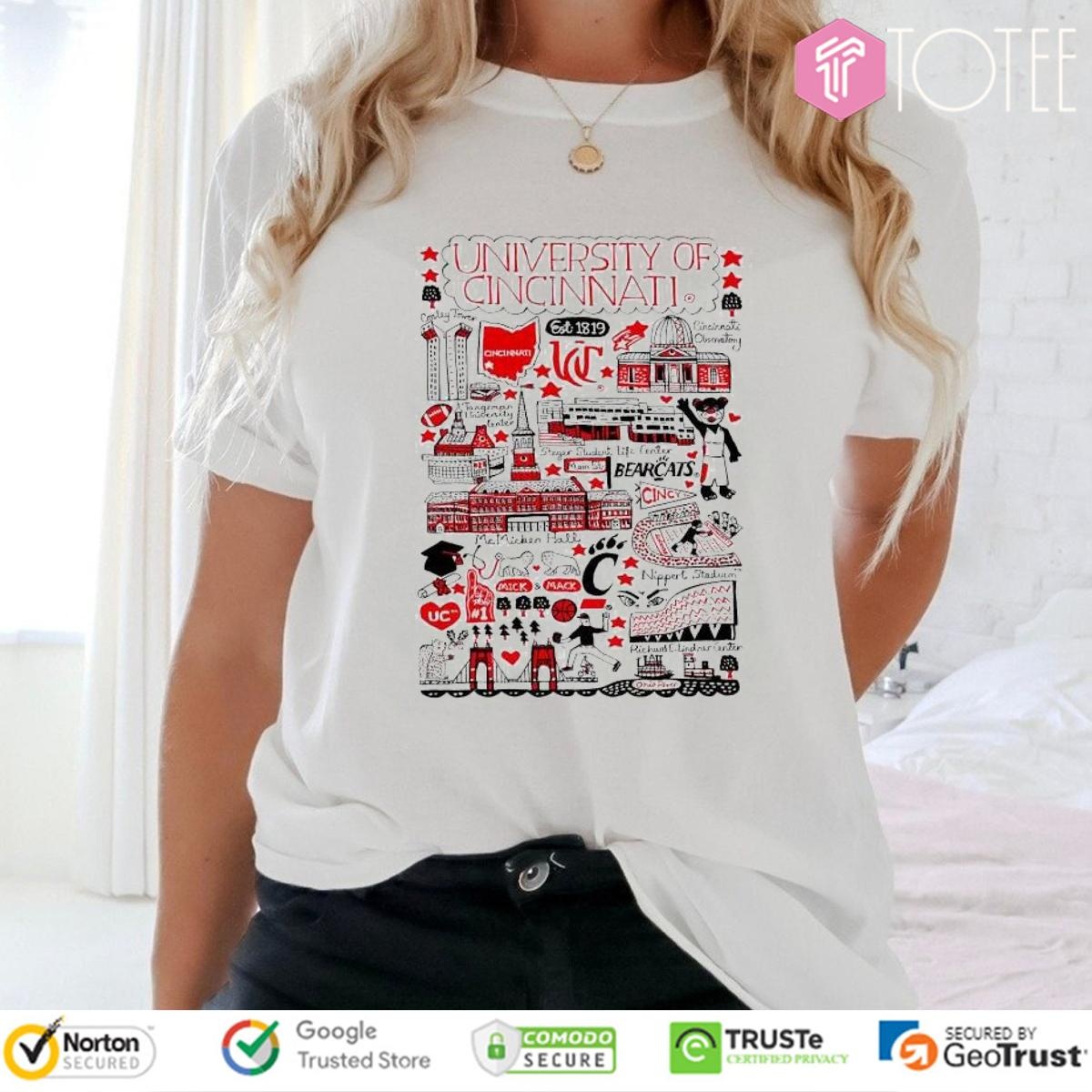 University Of Cincinnati Bearcats Art Illustration T-shirt