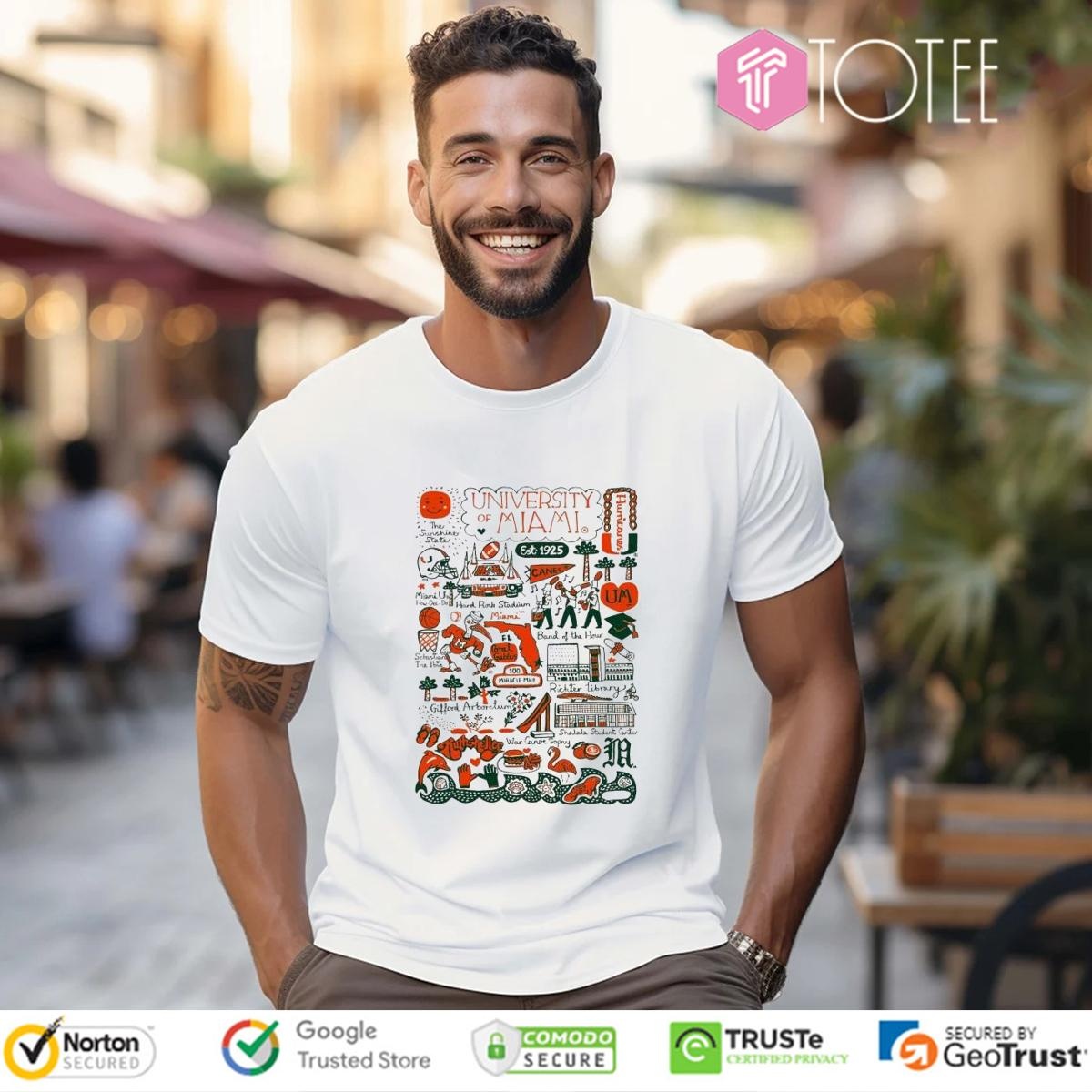 University Of Miami Hurricanes Art Illustration T-shirt