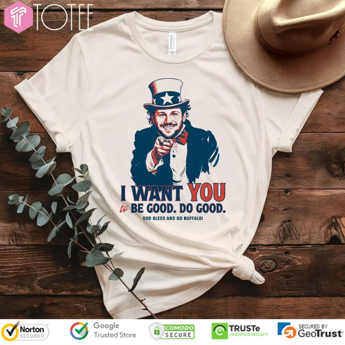 Josh Allen Parody Uncle Sam I Want You God Bless And Go Buffalo Bills T-shirt