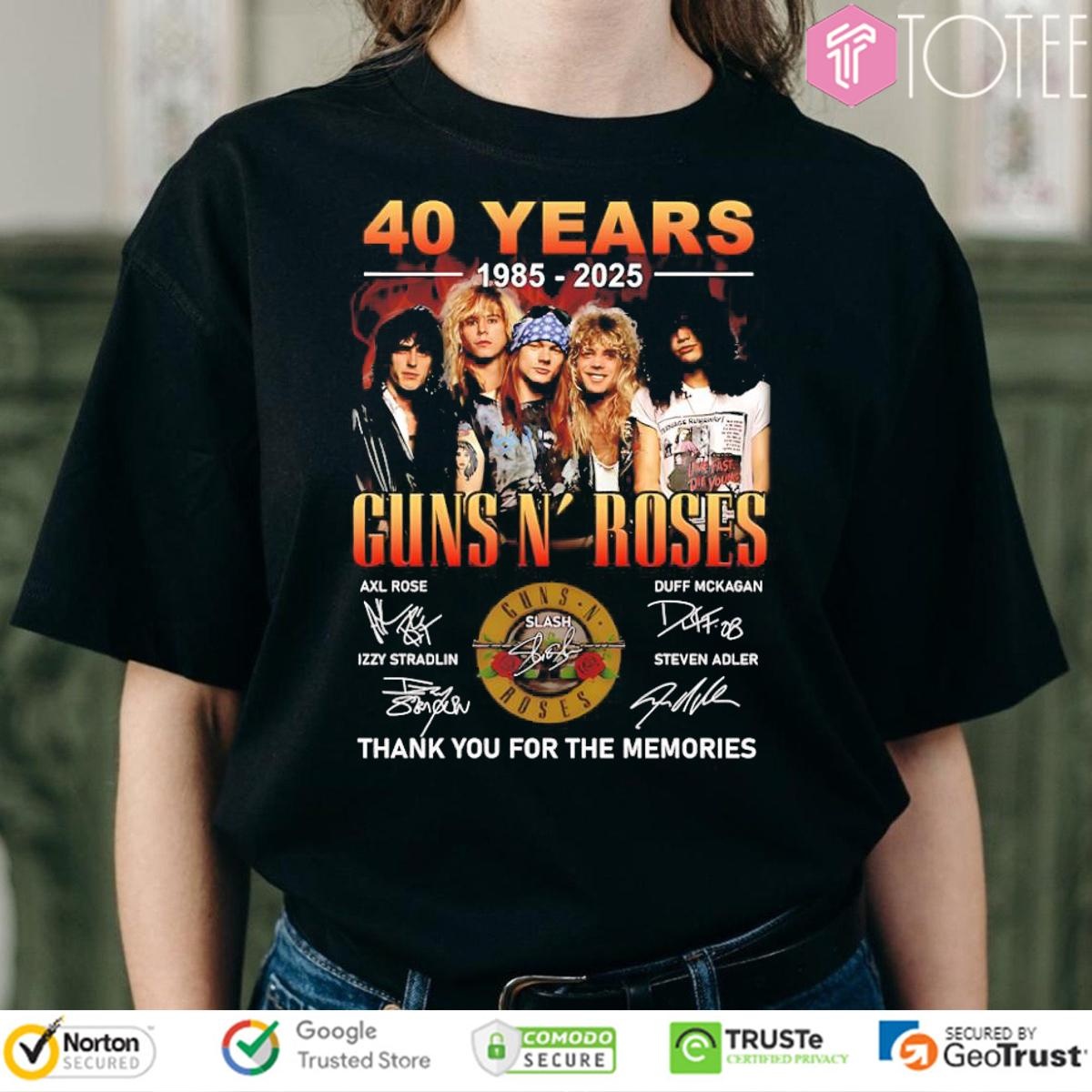 40 Years 1985-2025 Guns N Roses American Hard Rock Band Signed T-shirt