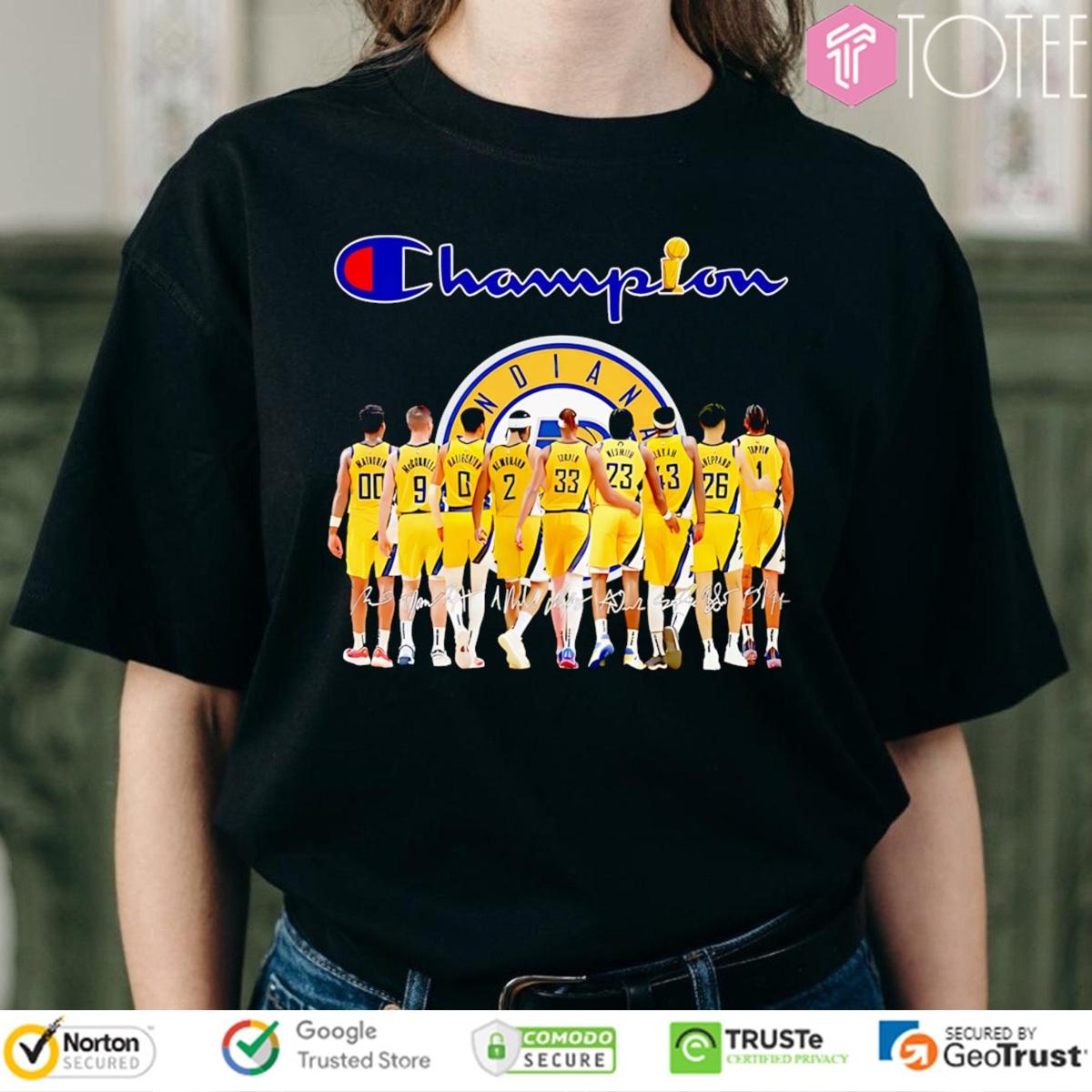 Logo Champion Indiana Pacers Nba Players Signatures T-shirt