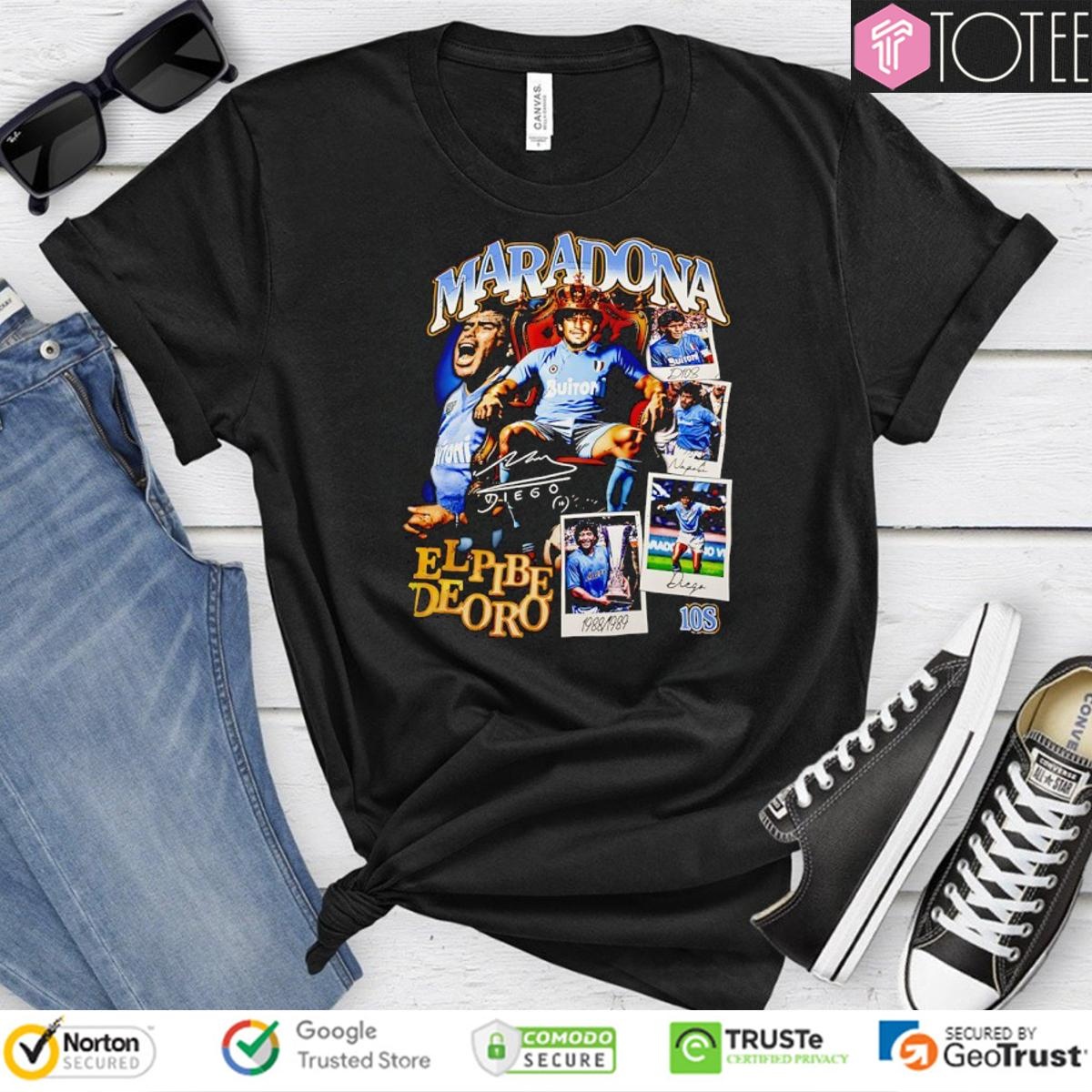 Maradona El Pibe De Oro Signature Vintage Bootleg T-shirt