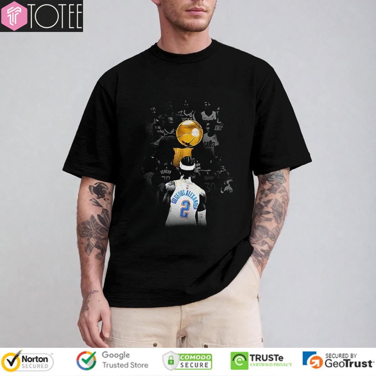Shai Gilgeous-Alexander Gold Trophy Okc Thunder Nba World Champion 2025 T-shirt