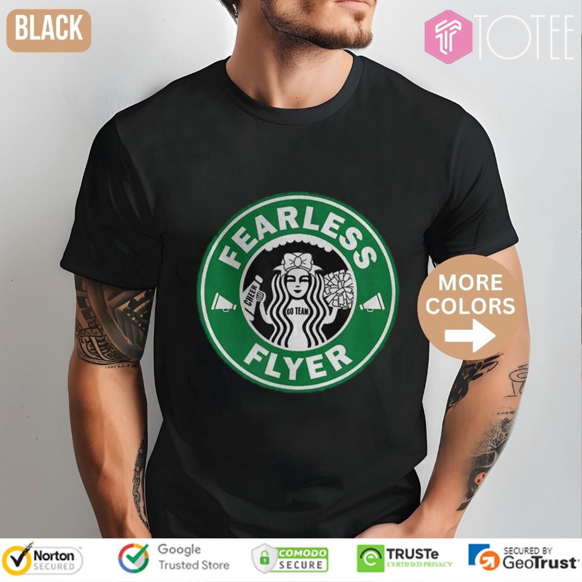 Cheer Fearless Flyer Girls Starbucks Logo Squad Women T-shirt