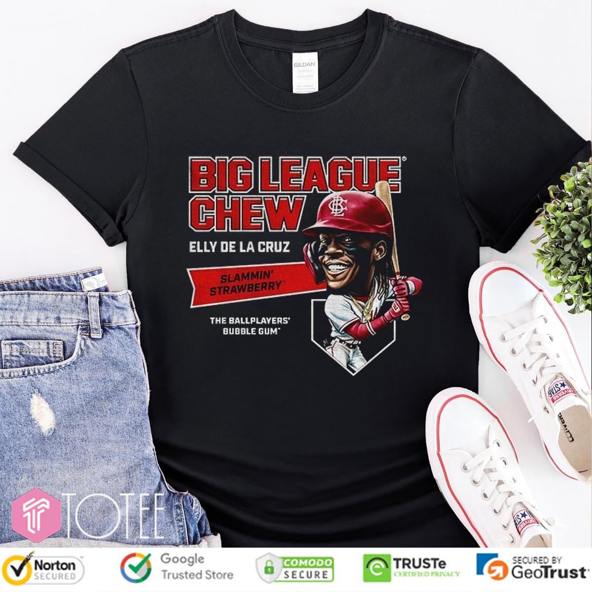 Cincinnati Reds Elly De La Cruz Big League Chew Ballplayers Bubble Gum Slammin Strawberry T-shirt