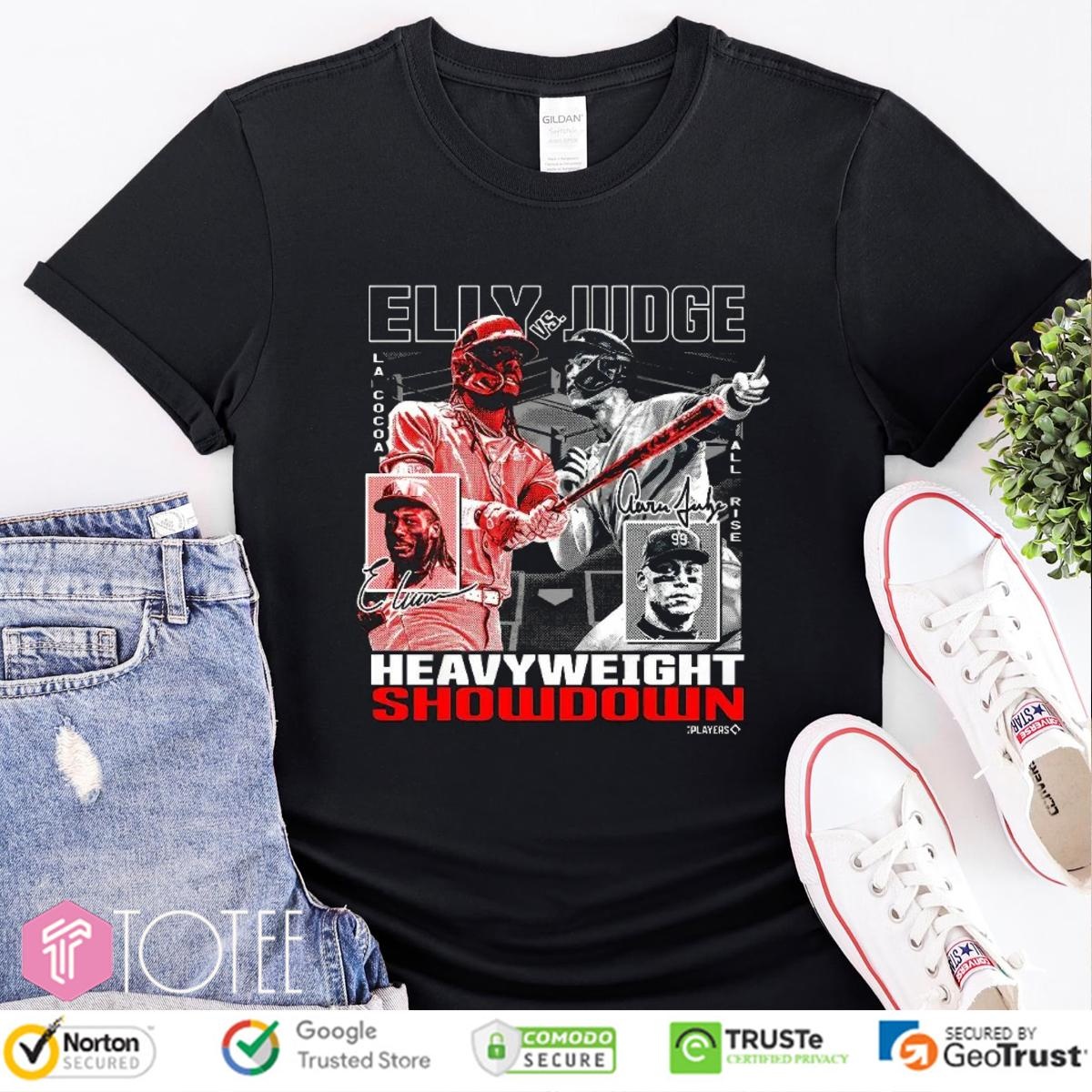 Elly Vs Judge Cincinnati Reds New York Yankees Heavyweight Showdown Signed T-shirt