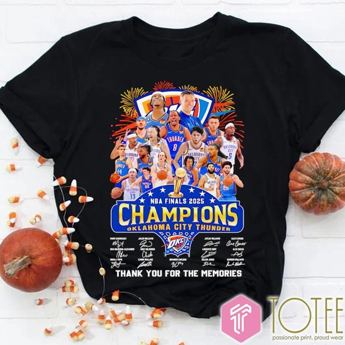 Oklahoma City Thunder Nba Finals 2025 Champions Signatures T-shirt
