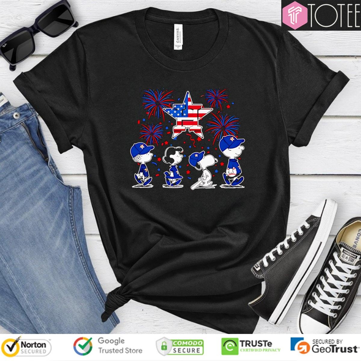 Peanuts Snoopy Houston Astros Fireworks 4Th Of July T-shirt