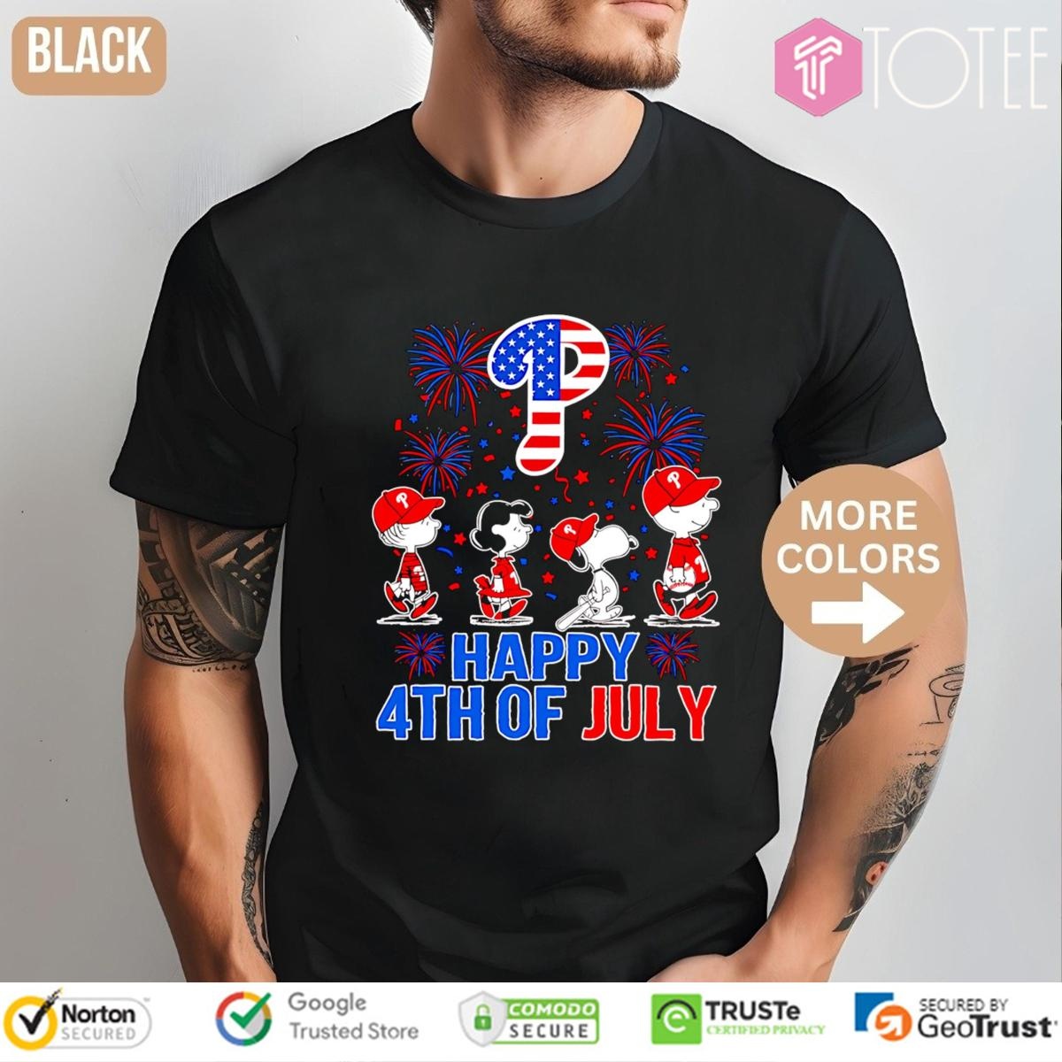 Peanuts Snoopy Philadelphia Phillies Fireworks Happy 4Th Of July T-shirt