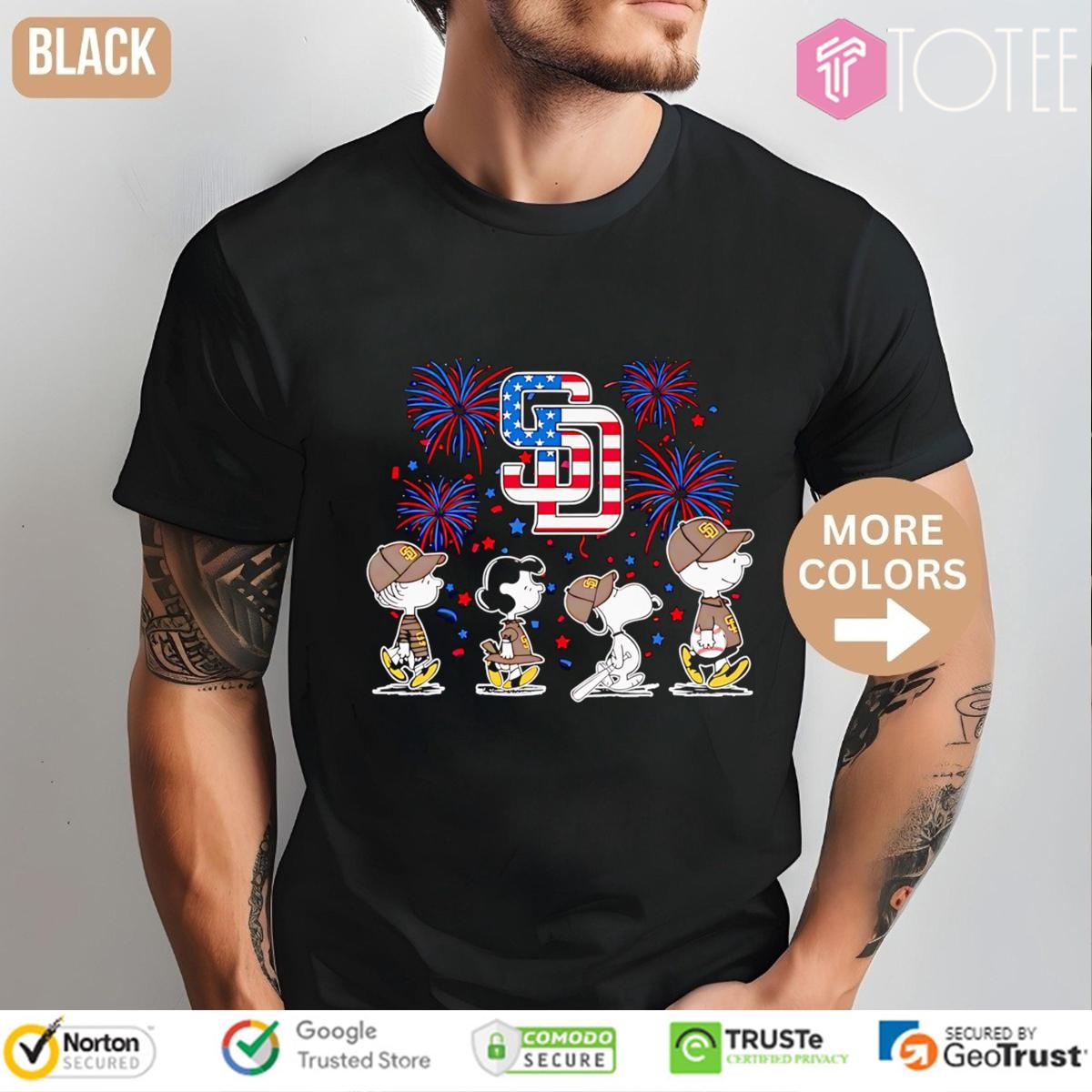 Peanuts Snoopy San Diego Padres Fireworks 4Th Of July T-shirt