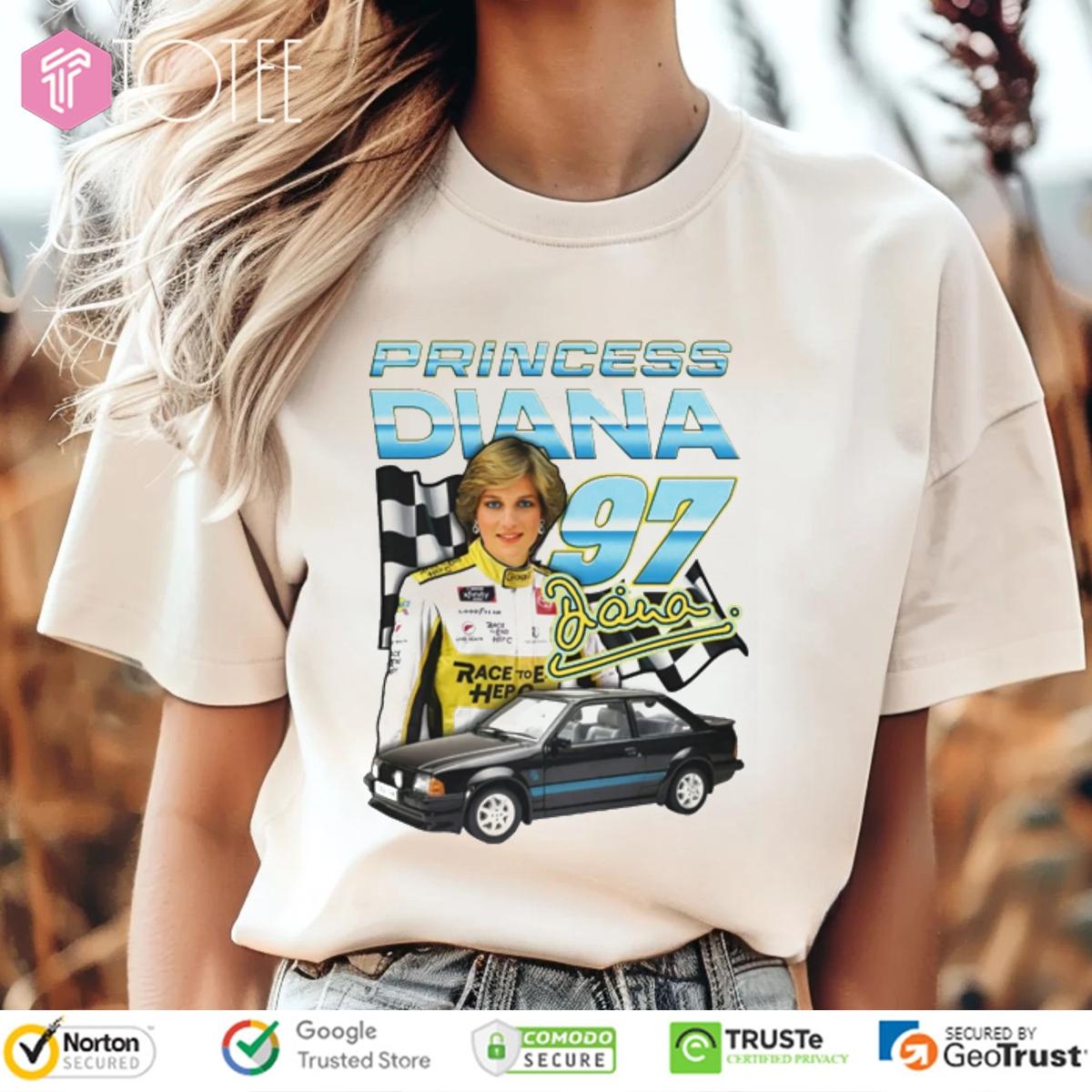 Princess Diana 97 Car Nascar Racing Signature T-shirt