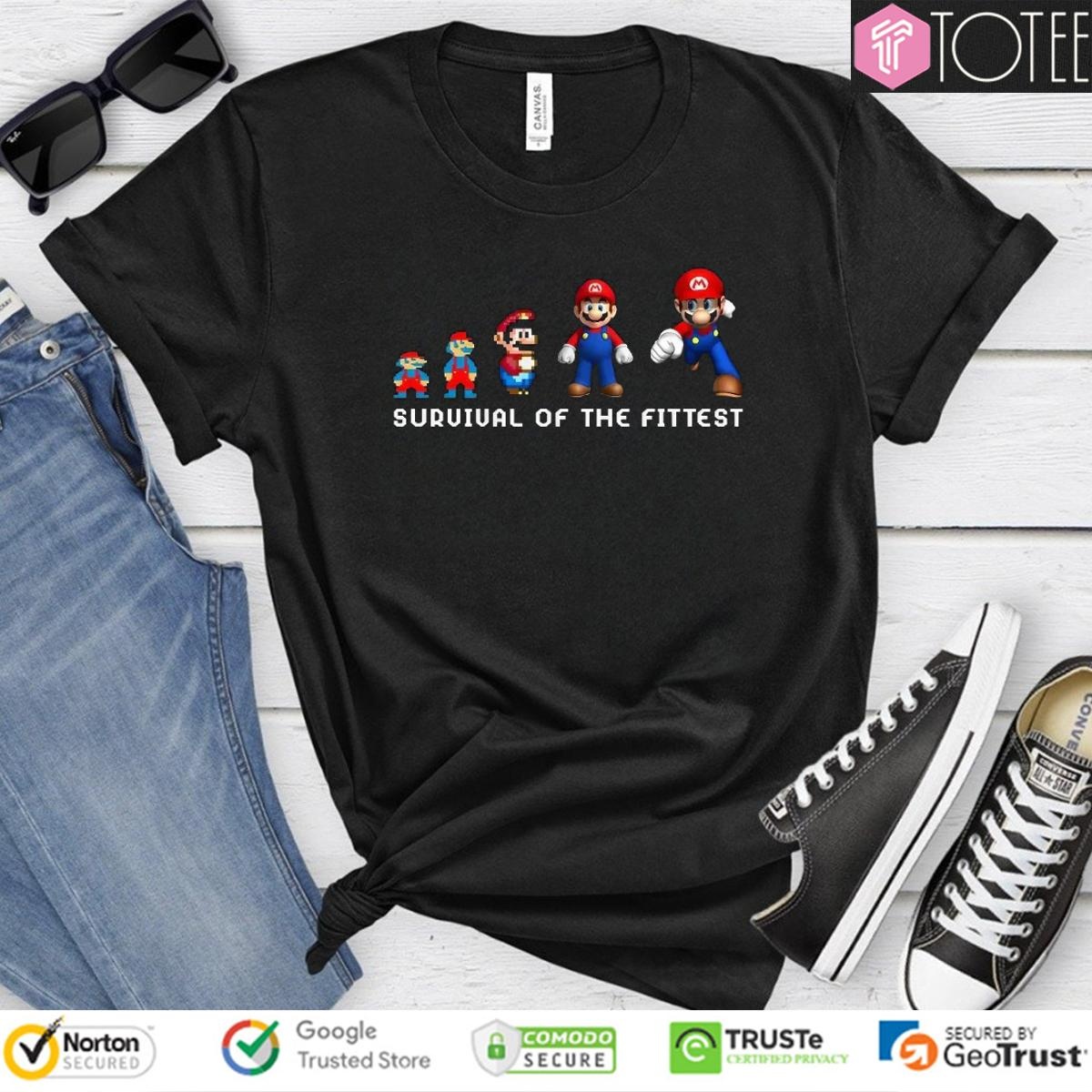 Survival Of The Fittest Super Mario Evolution T-shirt