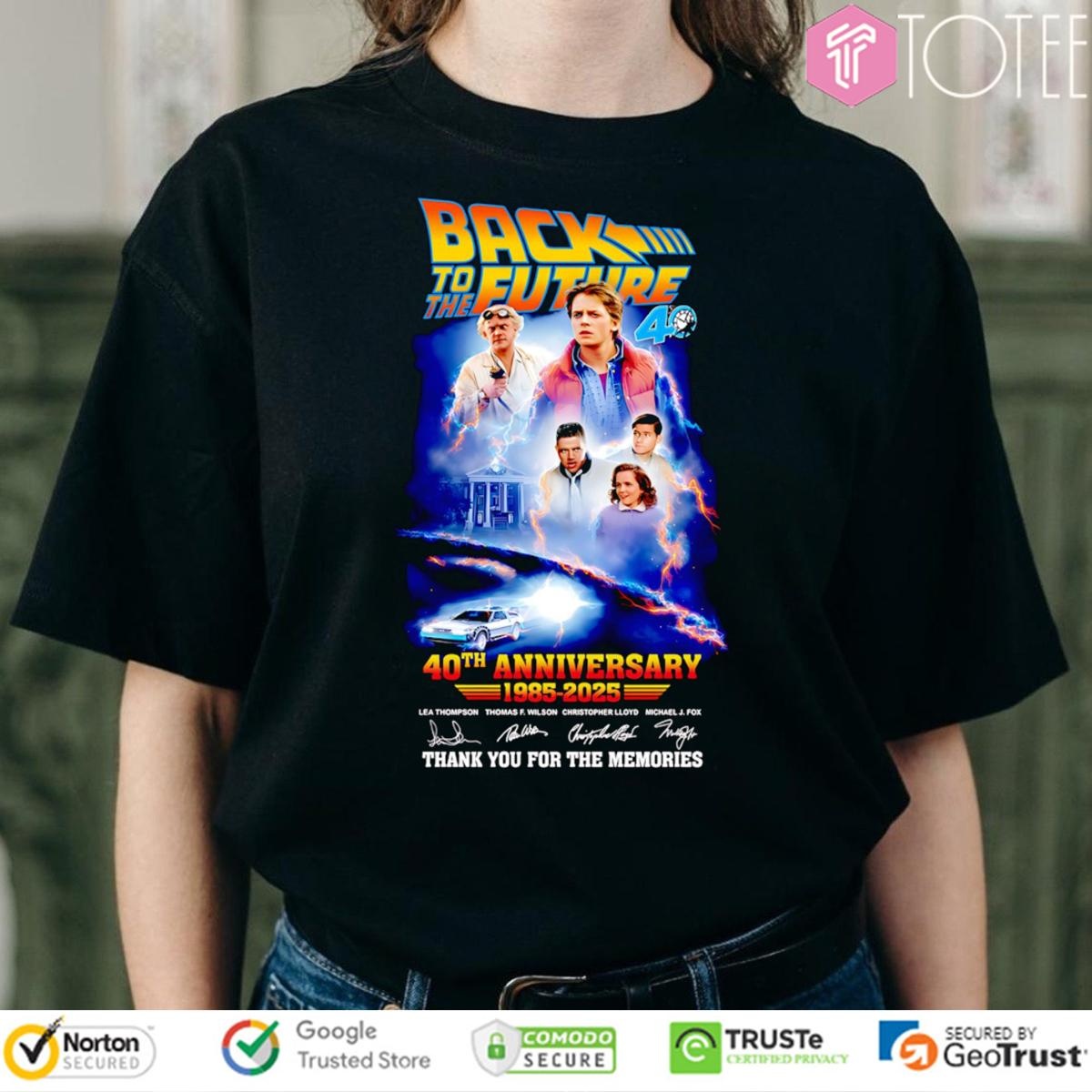 40Th Anniversary 1985-2025 Back To The Future Signatures T-shirt