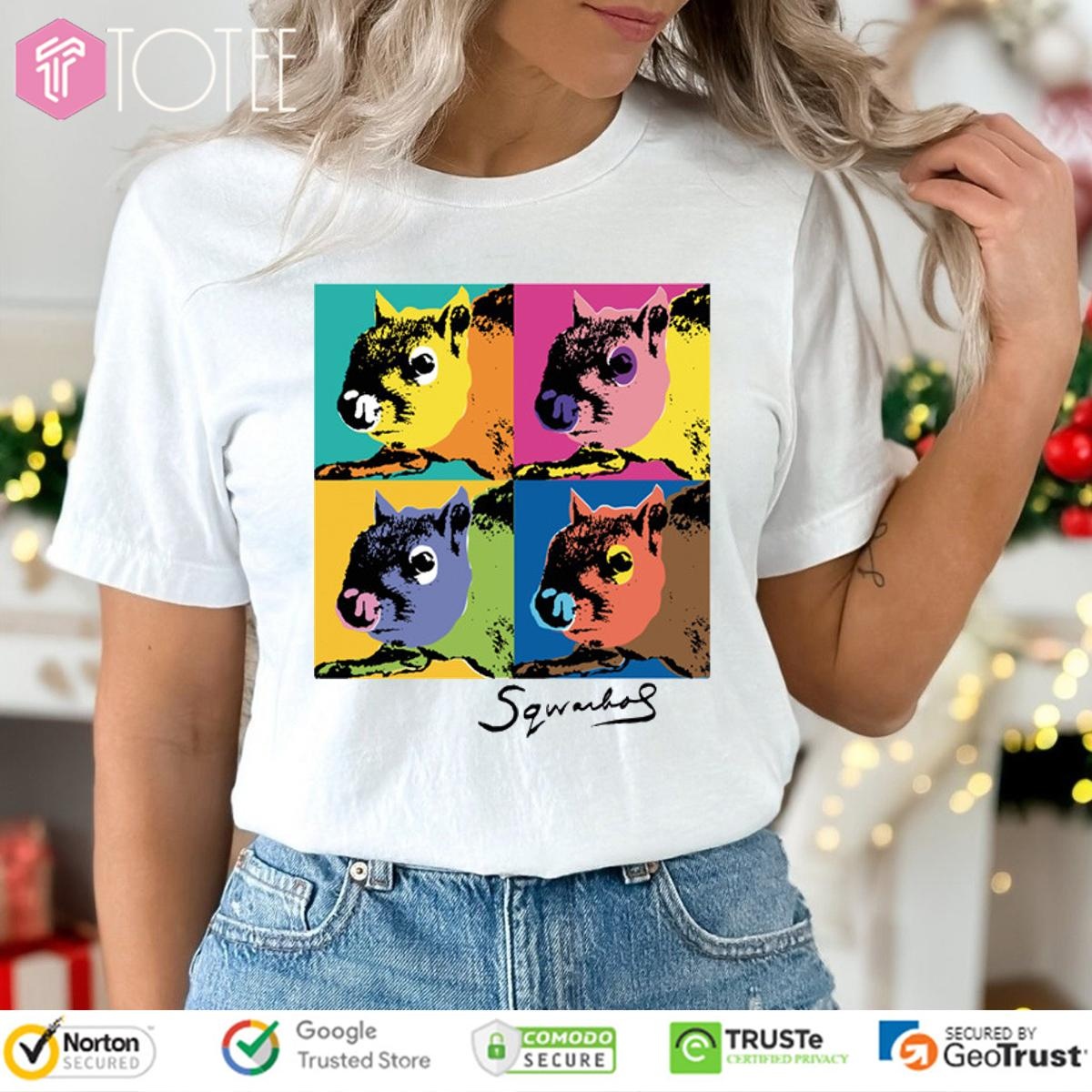Andy Warhol Humor Sqwarhol Funny Squirrel Art T-shirt
