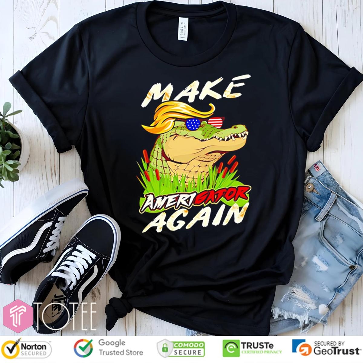 Make Amerigator Again Parody Alligator Trump Maga T-shirt
