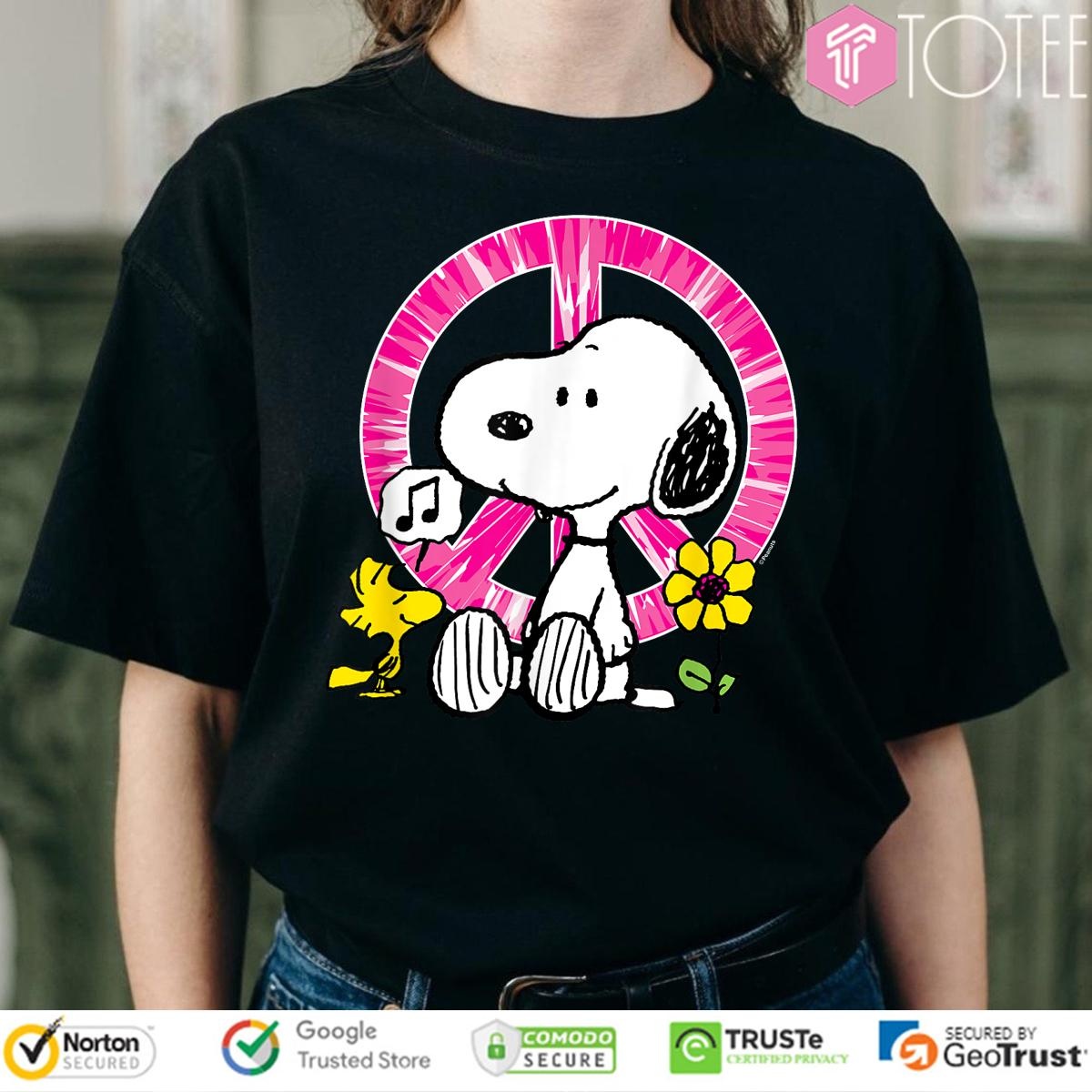 Peanuts Snoopy Woodstock Peace Sign Sunflower T-shirt