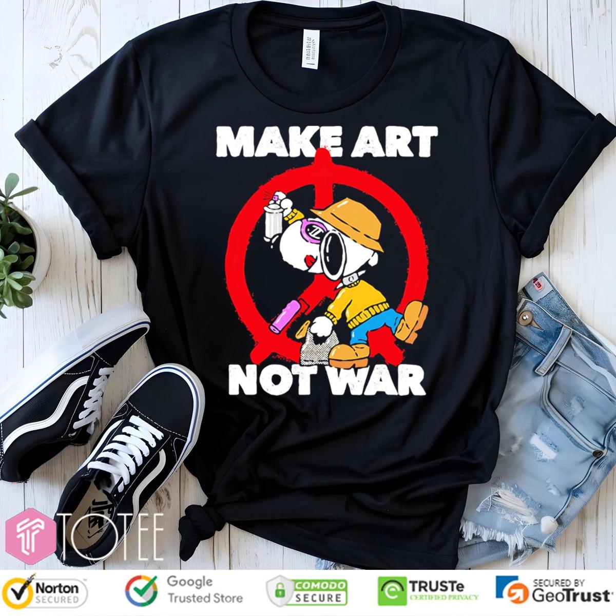 Snoopy Make Art Not War Peace Sign T-shirt