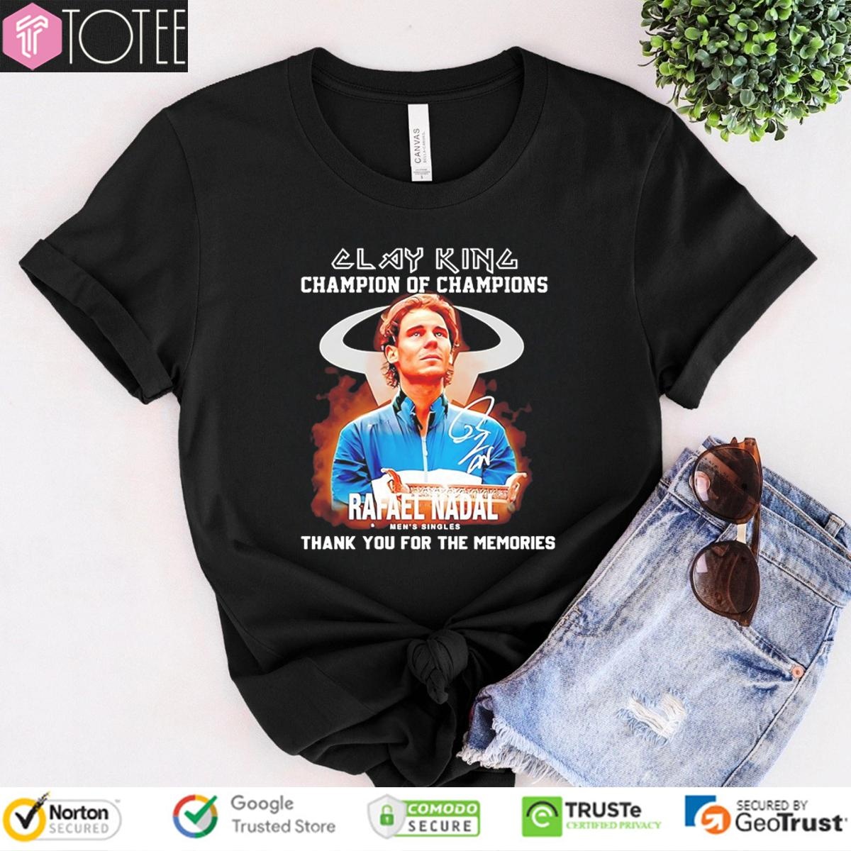 Clay King Champion Of Champions Rafael N Adal Mens Singles Signature T-shirt