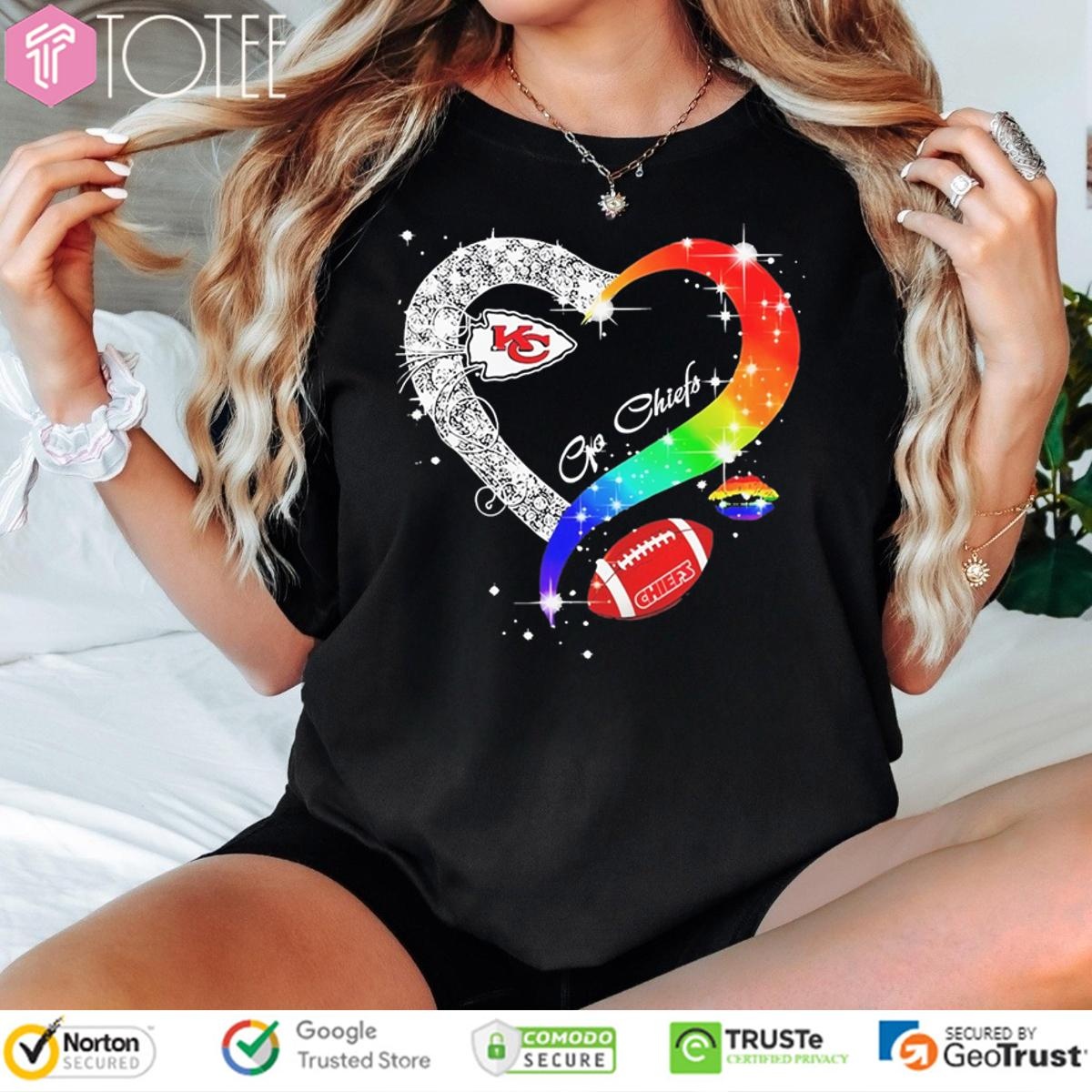 Go Kansas City Chiefs Diamond Heart Lgbt Pride T-shirt
