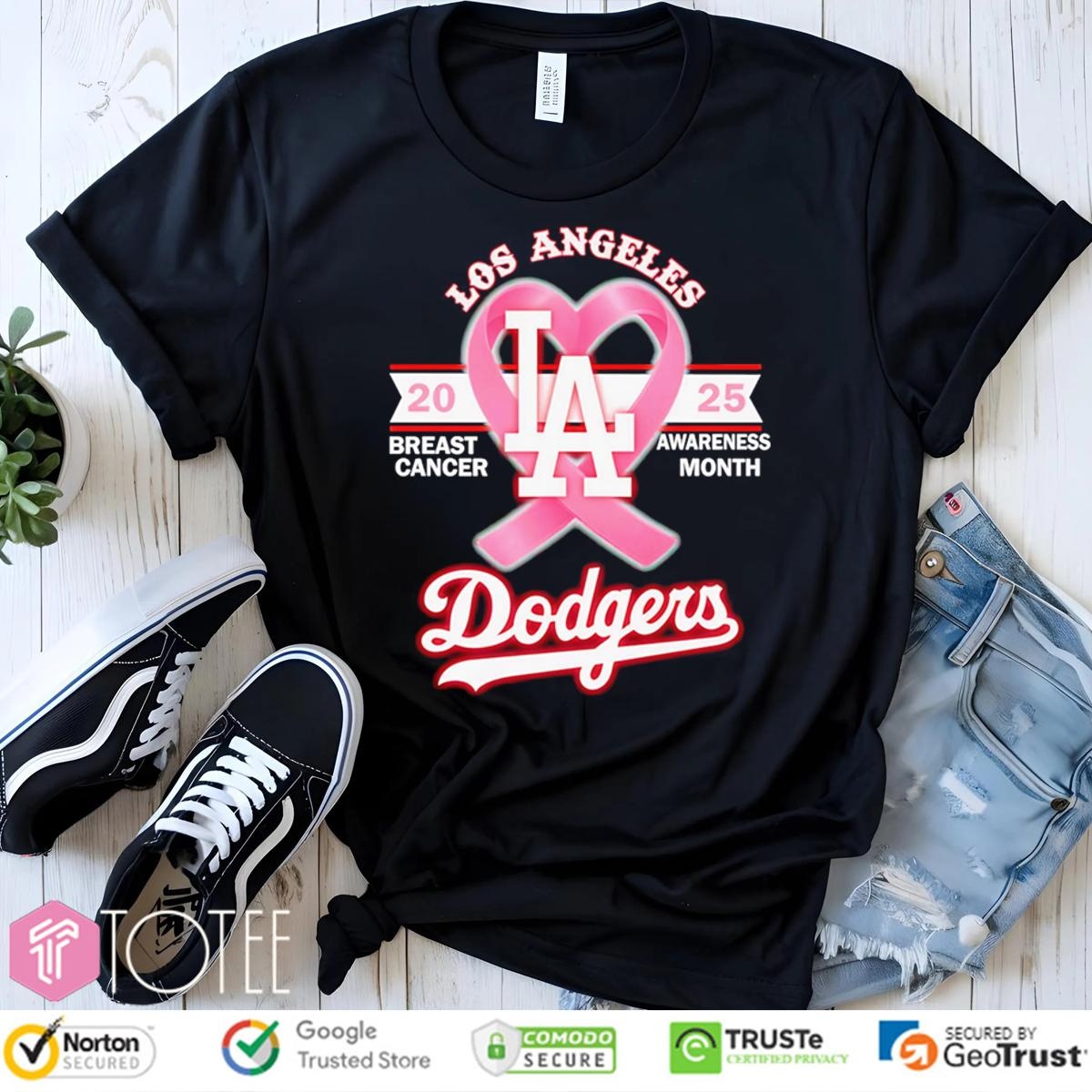 2025 Breast Cancer Awareness Month Los Angeles Dodgers Baseball T-shirt