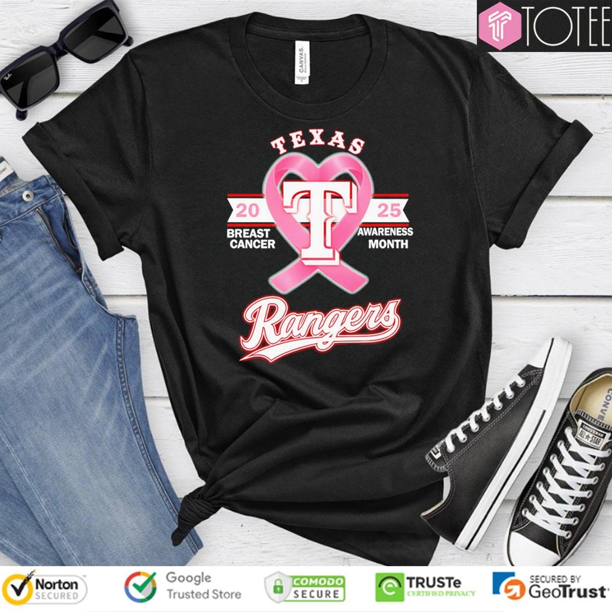 2025 Breast Cancer Awareness Month Texas Rangers Baseball T-shirt