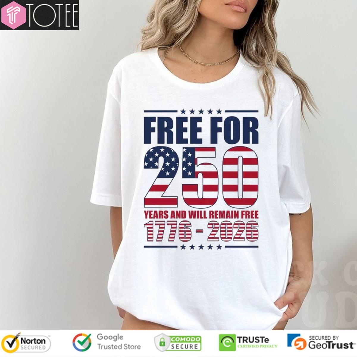 Free For 250 Years And Will Remain Free 1776-2026 Anniversary T-shirt