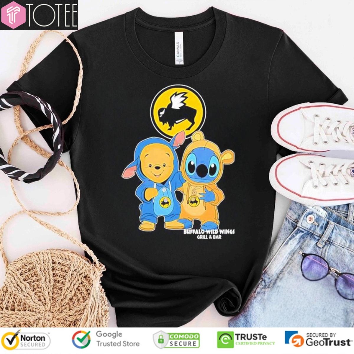 Pooh And Stitch Buffalo Wild Wings Grill And Bar T-shirt